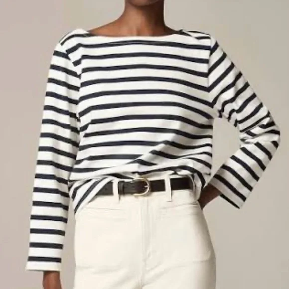 J. Crew Women's Navy and White striped boatneck mariner tee top shirt - Picture 6 of 6